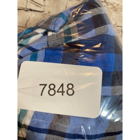 Talbots Top Womens 3X Cobalt Blue Plaid Button Up Lightweight Plus Long Sleeve - Picture 13 of 16